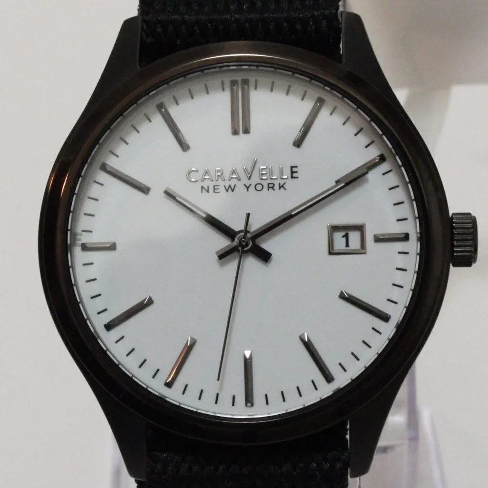 Caravelle Men's Quartz Field Watch By Bulova Black NATO Strap Black Case 41mm